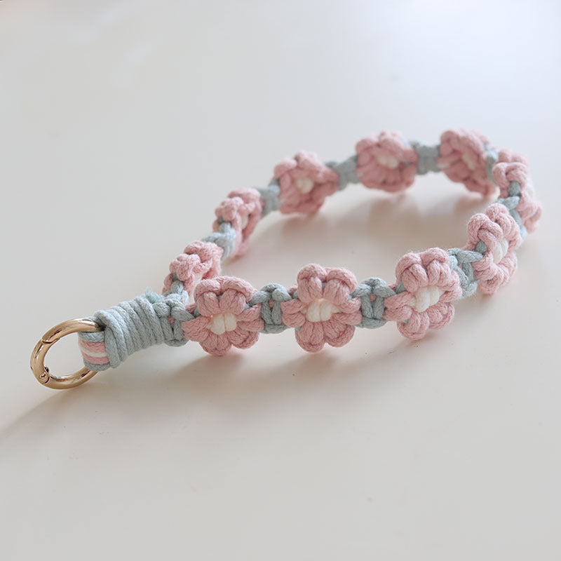 Keychain de algodón de algodón de flores tejido a mano de la flor al por mayor
